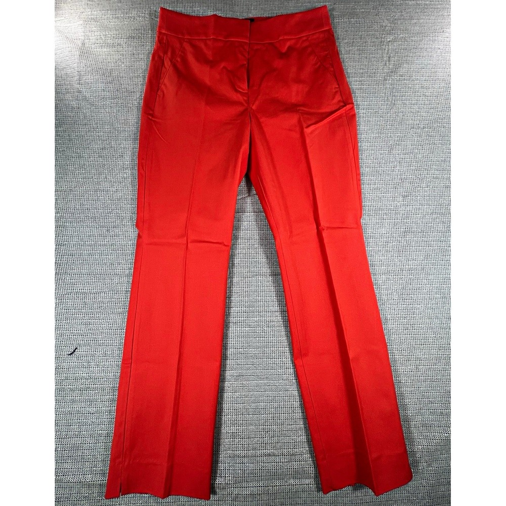 J.CREW Women's Orange Slim Straight Dress Pants Cotton Twill Mid Rise 12 TALL